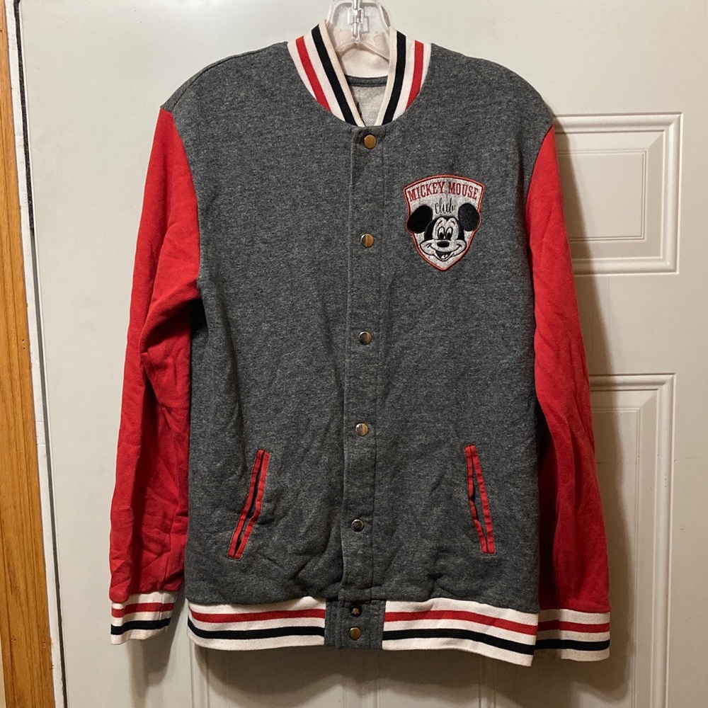 Mickey Mouse Gray and Red Varsity Jacket S
